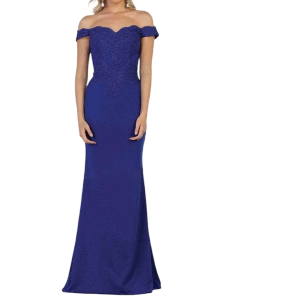 May Queen  Appliqued Off Shoulder Long Gown